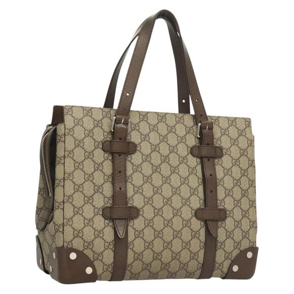 GUCCI GG Supreme Hand Bag Pvc Beige Silver - Picture 1 of 16